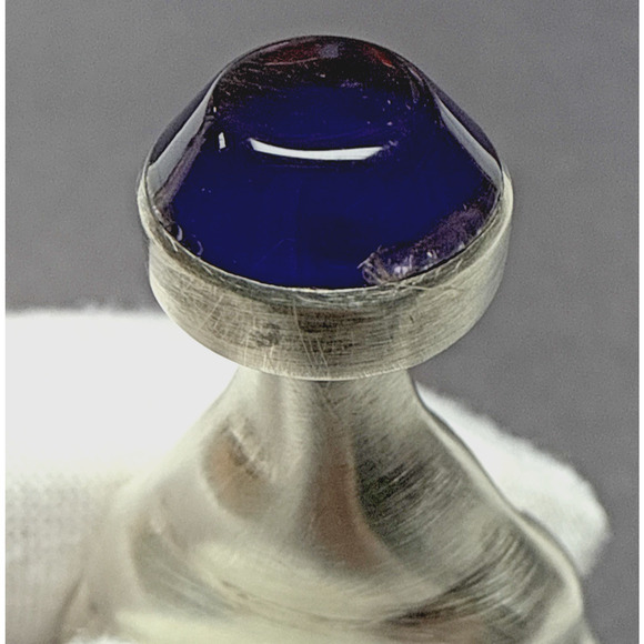 Taxco Sterling Silver TH-112 Mini Perfume Bottle Modern Blue Cabochon As Is - Picture 4 of 15